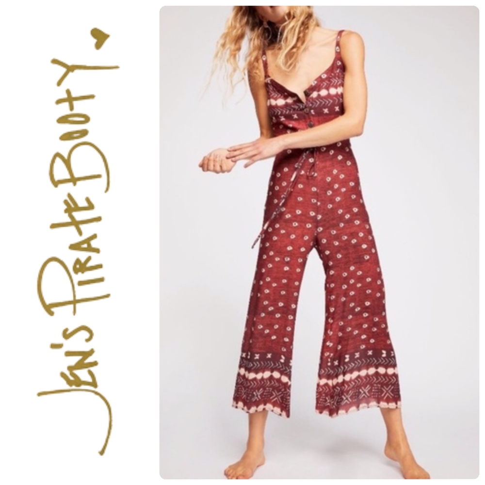 Red shibori print jumpsuit, Jen's Pirate Booty, S